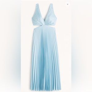 Abercrombie & Fitch Satin Pleated Cutout Maxi Dress